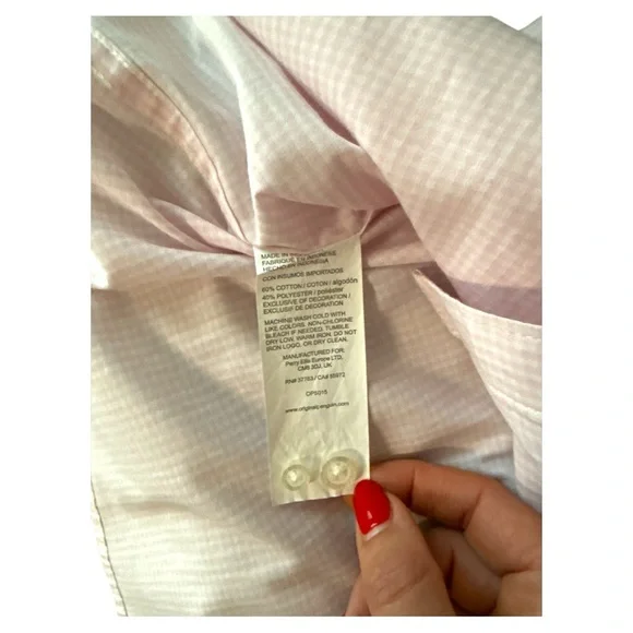 NWOT Men’s Original Penguin Button Up Short Sleeve Shirt Pink/White Size Medium - Picture 4 of 5